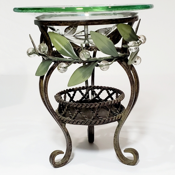 PartyLite Antique Brass Aroma Melts Warm & 2 Strawberry Rhubarb Wax Melts EUC - Picture 4 of 13